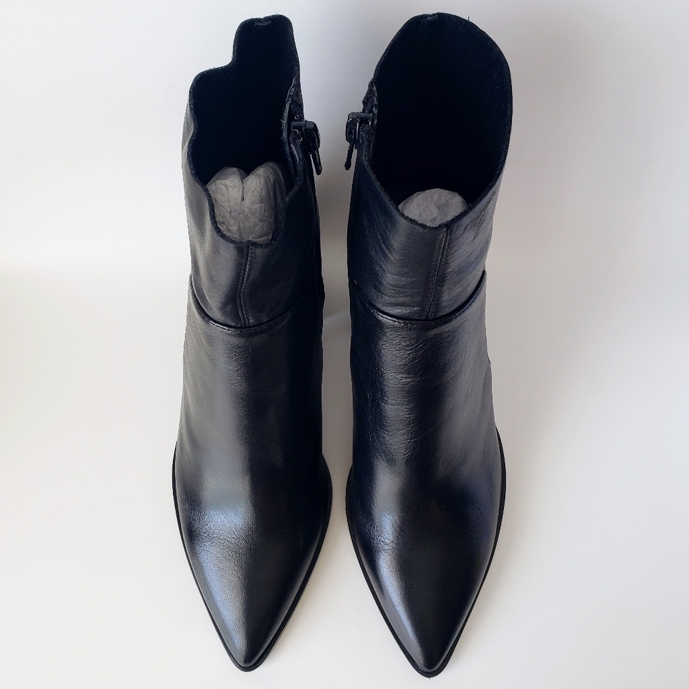 Tony Bianco Brazen Black Leather Ankle Boots Pointed Toe Midi New Size 7.5 - Picture 8 of 13